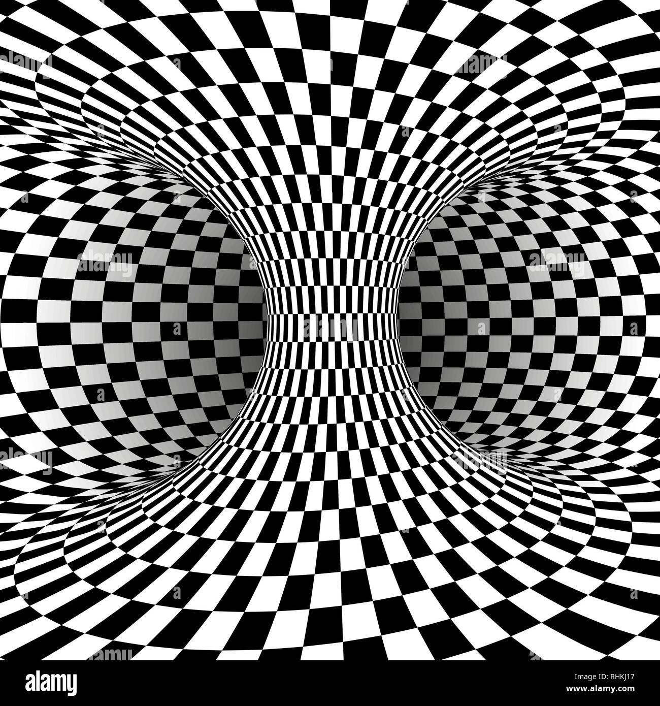 Black and white square optical illusion. Abstract illusion background. Vector illustration Stock Vector