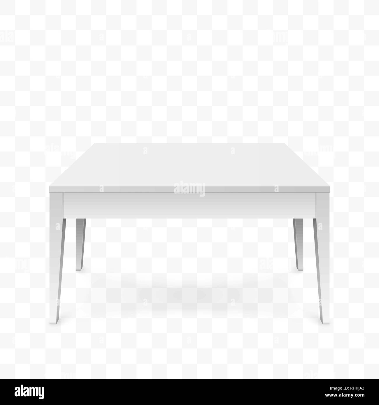 Realistic white table isolated on transparent background. White office table with shadow. Vector illustration Stock Vector