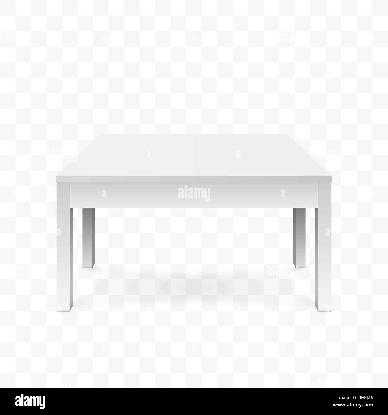 Realistic white table. White office table with shadow. Vector illustration isolated on transparent background Stock Vector