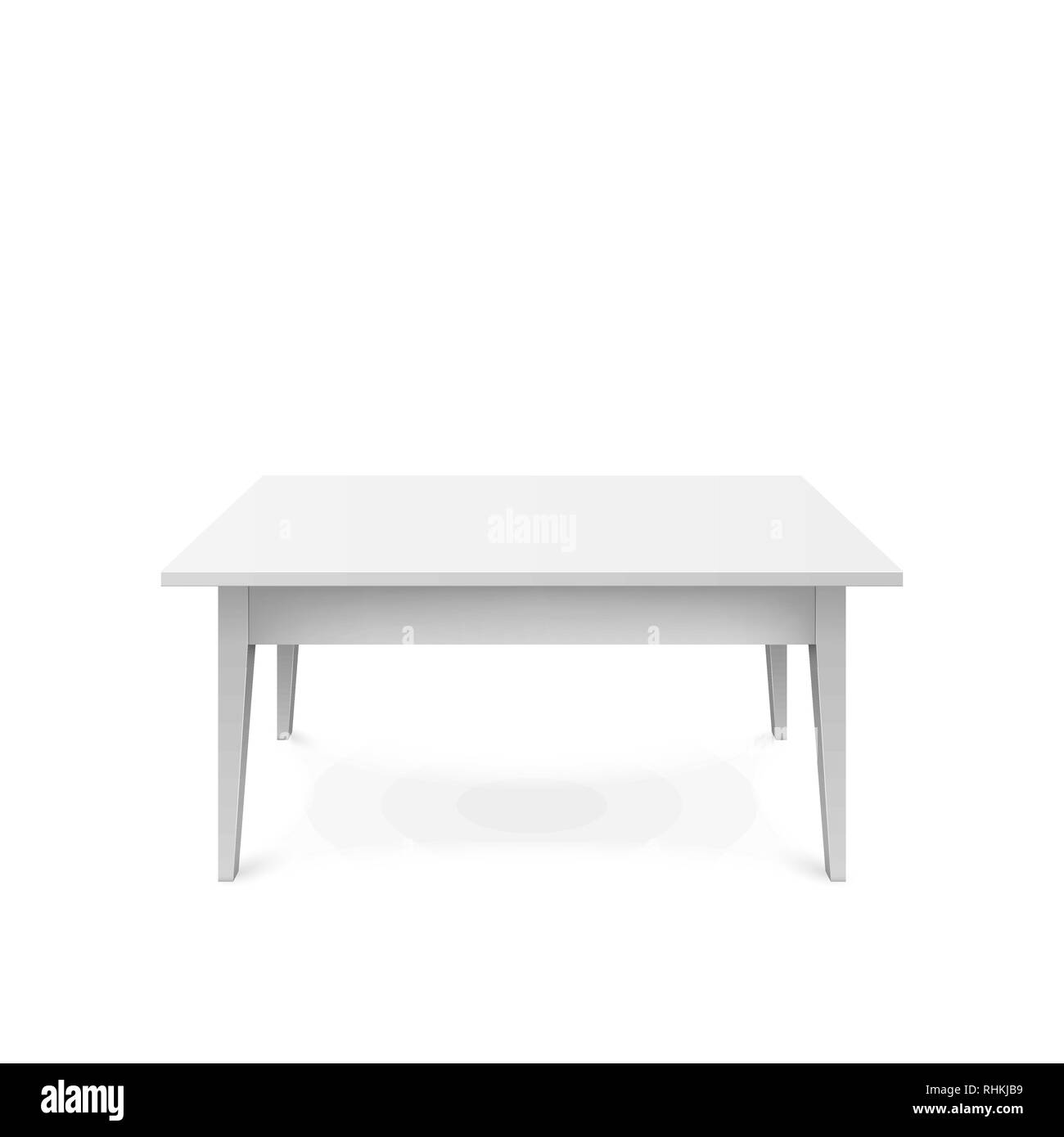 Realistic white table isolated on white background. White office table with shadow. Vector illustration Stock Vector
