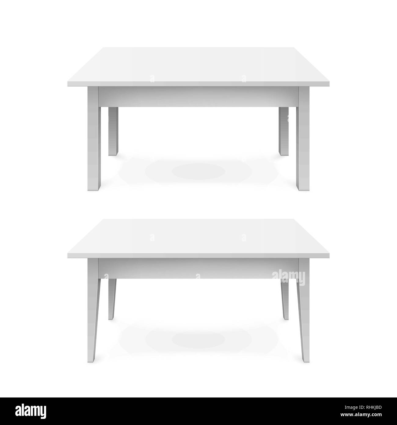 Realistic white office tables with shadow isolated on white background