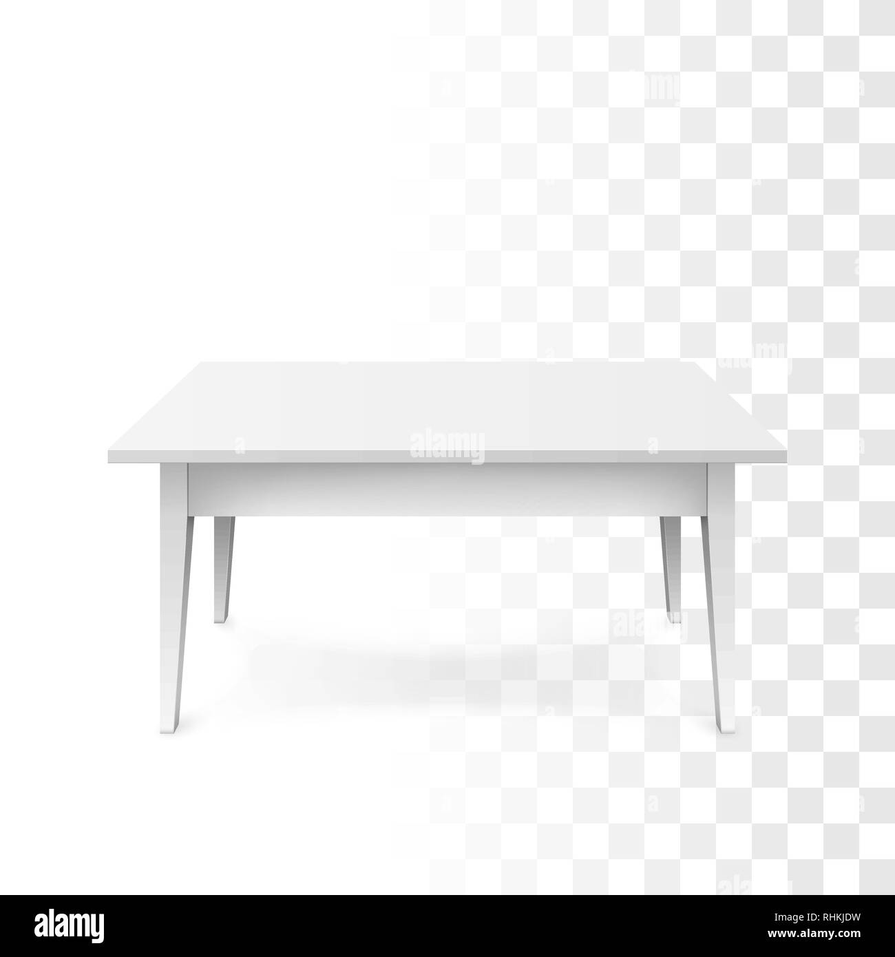 Realistic white table. White office table with shadow isolated on transparent background. Vector illustration Stock Vector