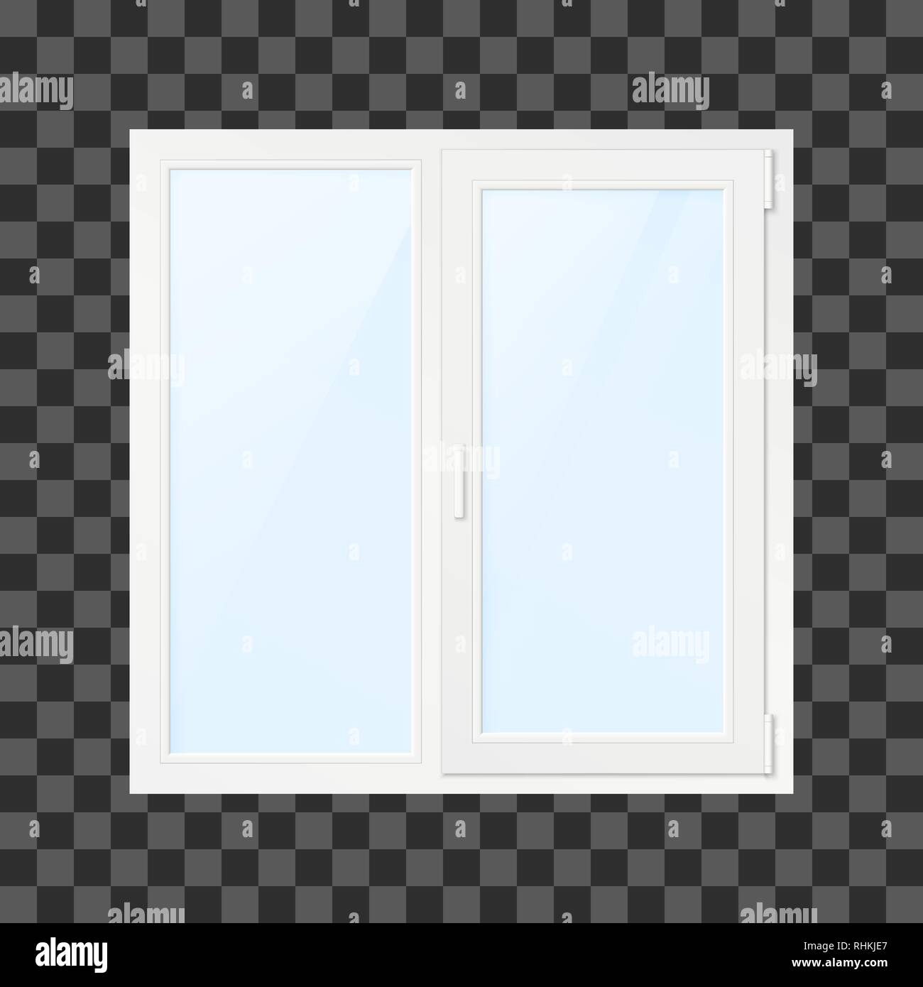 White Office Plastic Window. Window Front View. Vector Illustration isolated on transparent background Stock Vector