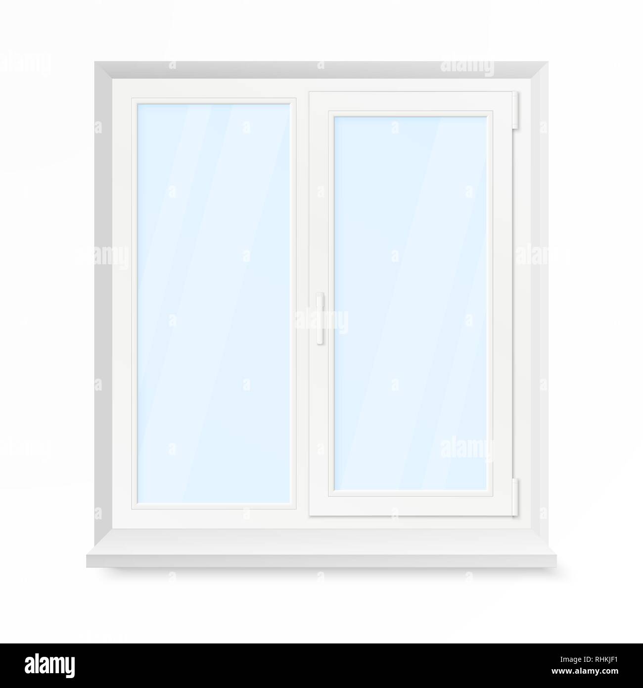 White Office Plastic Window. Window Front View. Vector Illustration Isolated on White Background Stock Vector