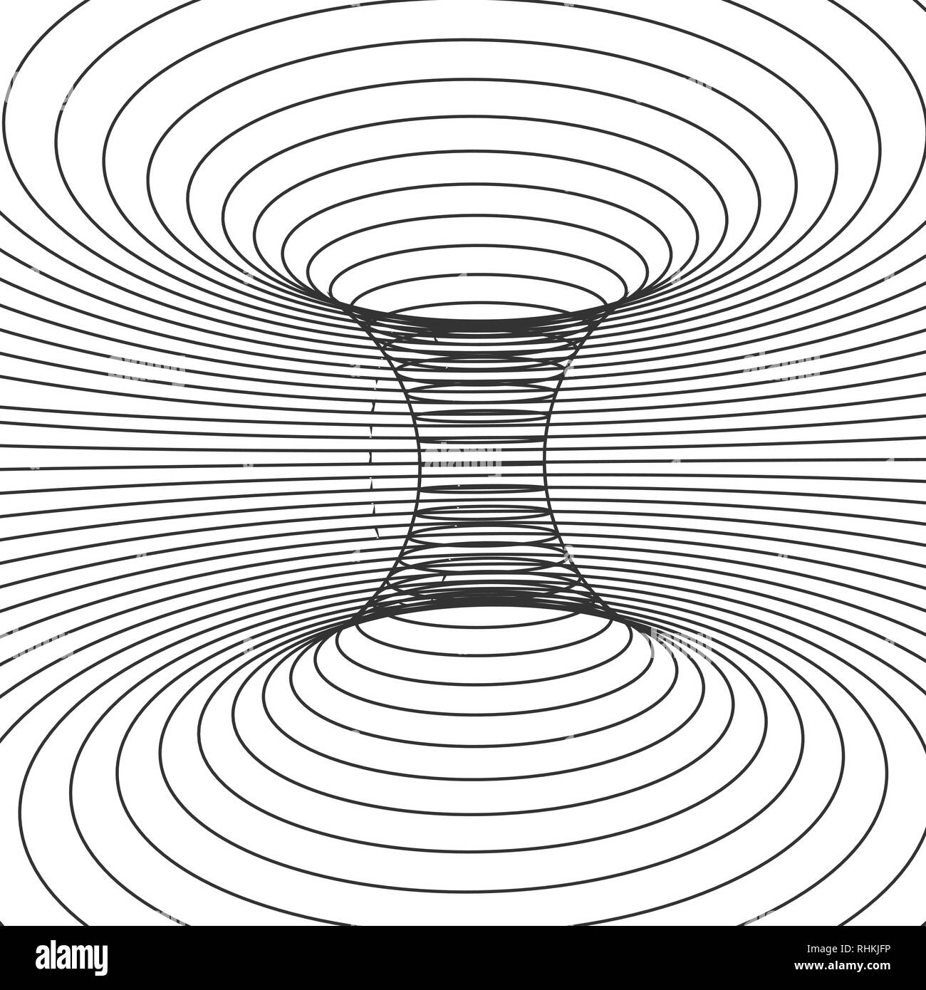 Abstract design frame of wormhole. Distort of space and time. Vector illustration isolated on white background Stock Vector