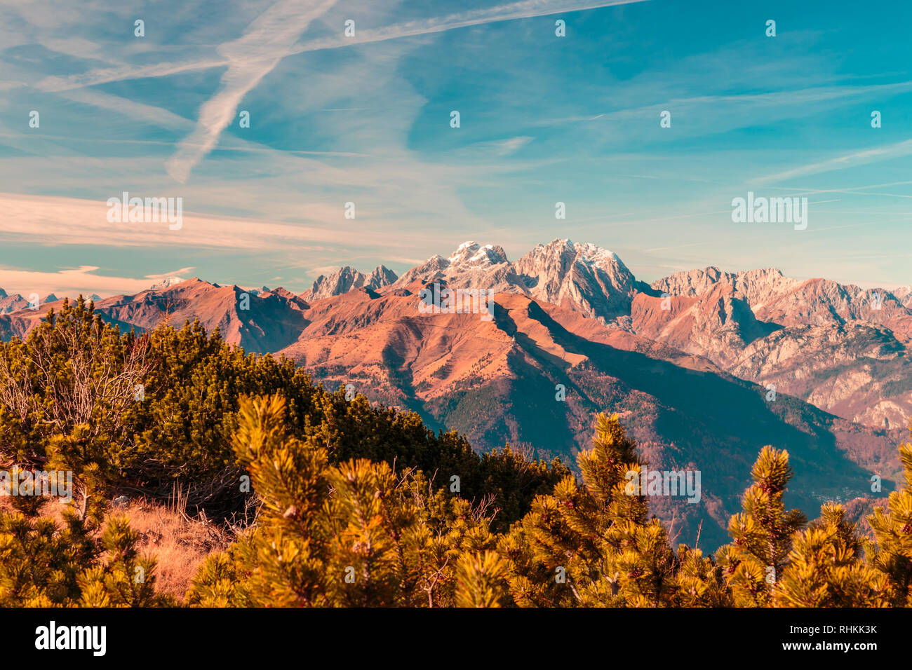 Sunny day in the carnic alps during a colorful autumn Stock Photo - Alamy