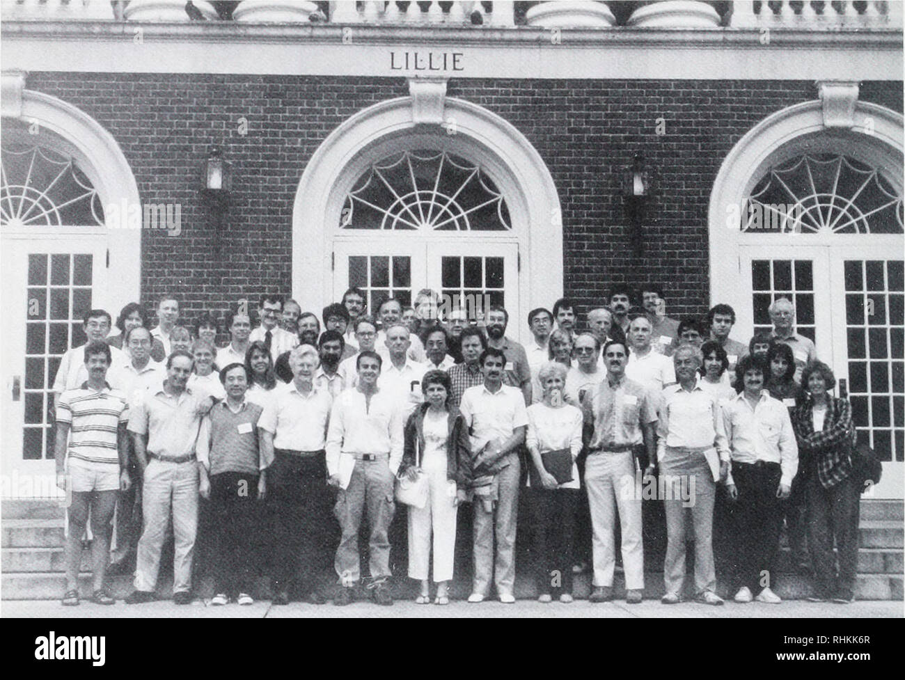 . The Biological bulletin. Biology; Zoology; Biology; Marine Biology. Participants in Ionic Currents in Development Conference held at the Marine Biological Laboratory 3-6 September 1988: 1. Glen Winkel 2. Ben Peng 3. Julia Hush 4. Bob Wyman 5. Pamela Hayward 6. Yi-An Sun 7. Cynthia Troxell 8. Bill Lucas 9. Keerti Rathore 10. Nicolas Money 1 1. Jes Stollberg 12. Bill Parkin- son 13. Yasunobo Okada 14. Arna Kerr 15. Richard Borgens 16. Pavel Kucera 17. Mary Jane Saunders 18. Laura MacGinitie 19. Joe Kunkel 20. Richard Nuccitelli 21. Richard Woodruff 22. Bill Diehl-Jones 23. Lionel Jaffe 24. Rac Stock Photo