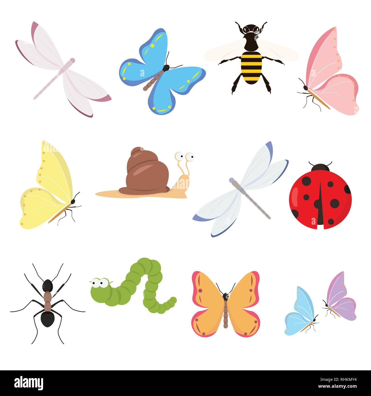 Insects set on white background for graphic and web design, Modern ...