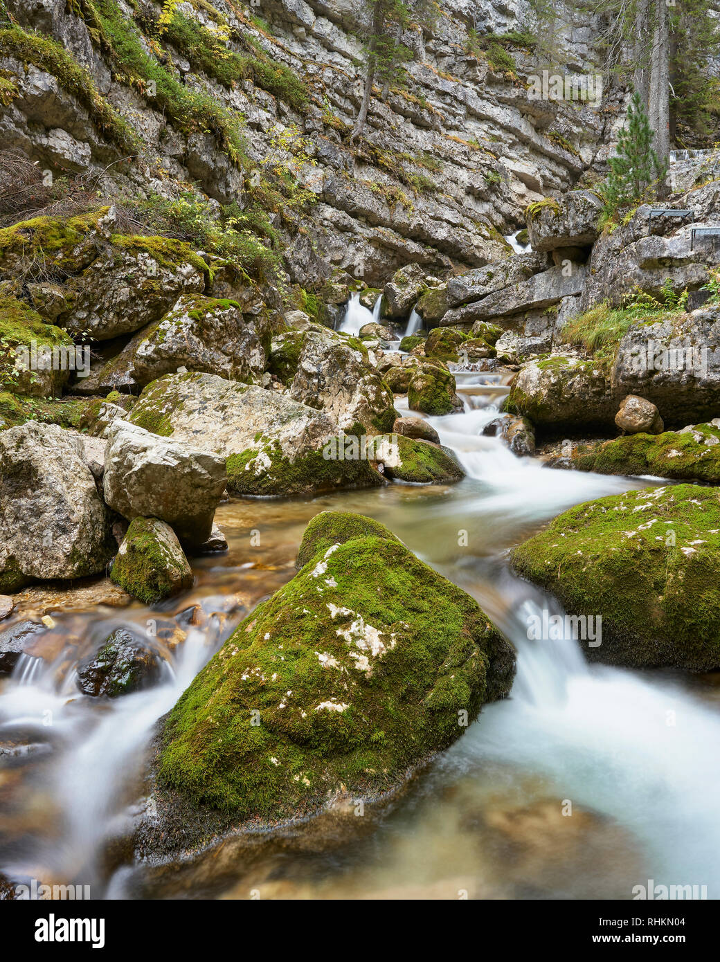 Torrente Boite, near Cortina d'Ampezzo, Dolomites, Veneto, Italy Stock Photo