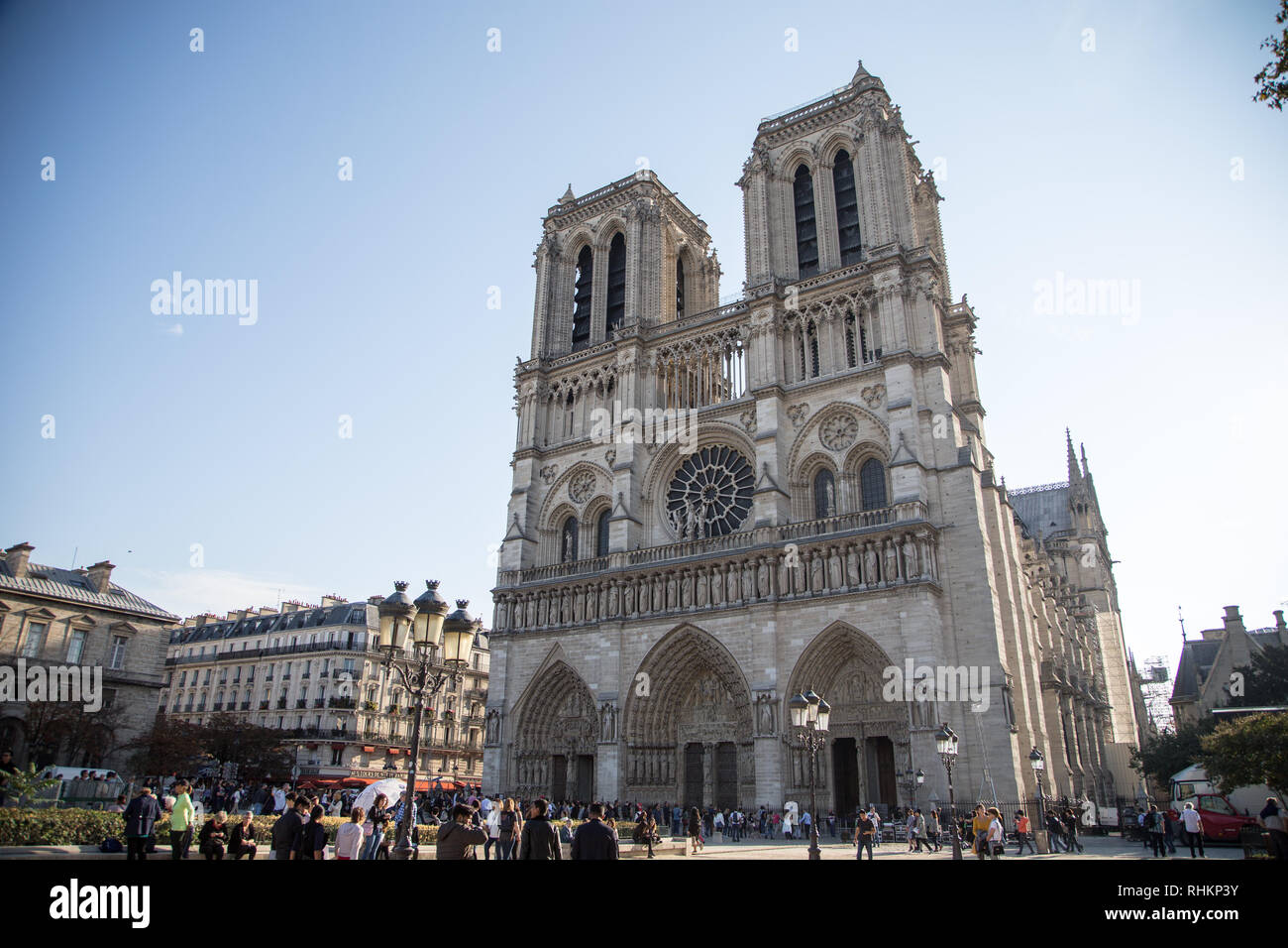 PARIS, FRANCE - OCTOBER 16, 2018: Roman Catholic Cathedral Notre Dame de Paris (1345)/ Stock Photo