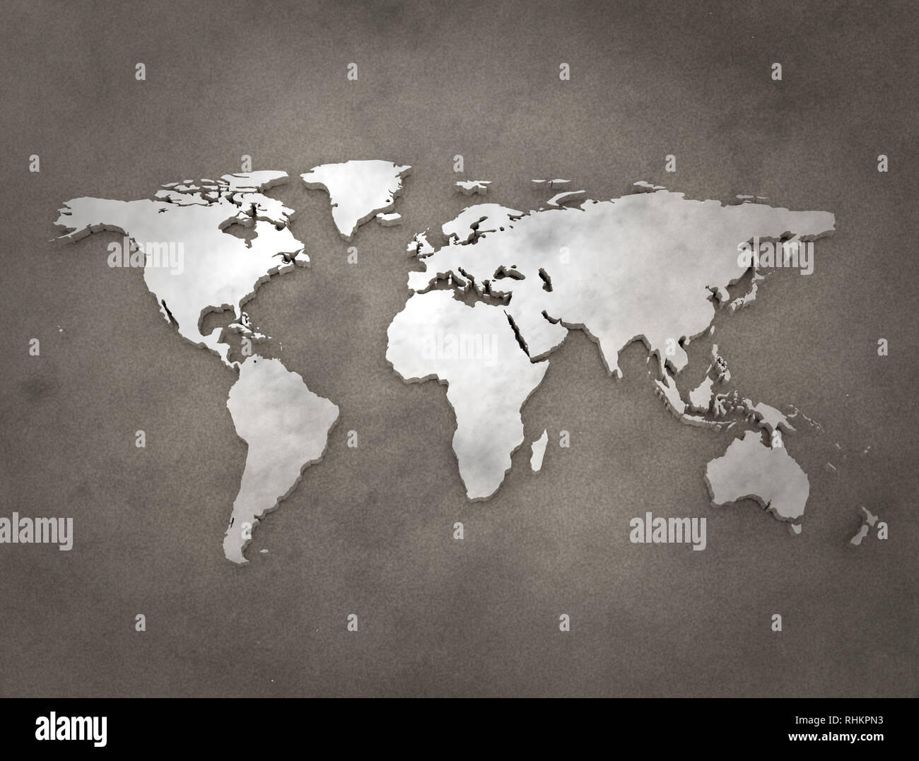 White 3d world map on blue background Stock Photo - Alamy