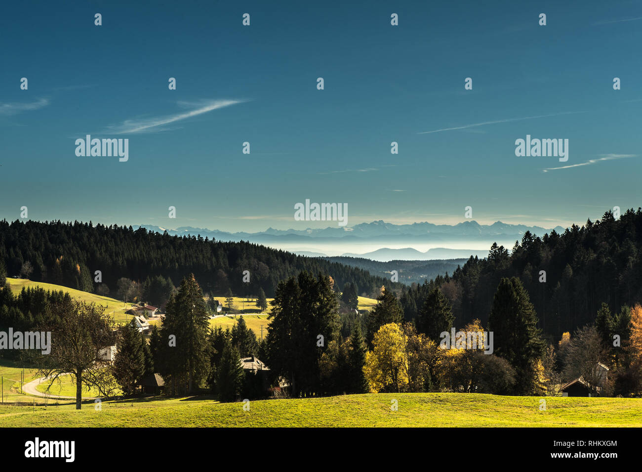 The Alpes from the Black Forest Stock Photo