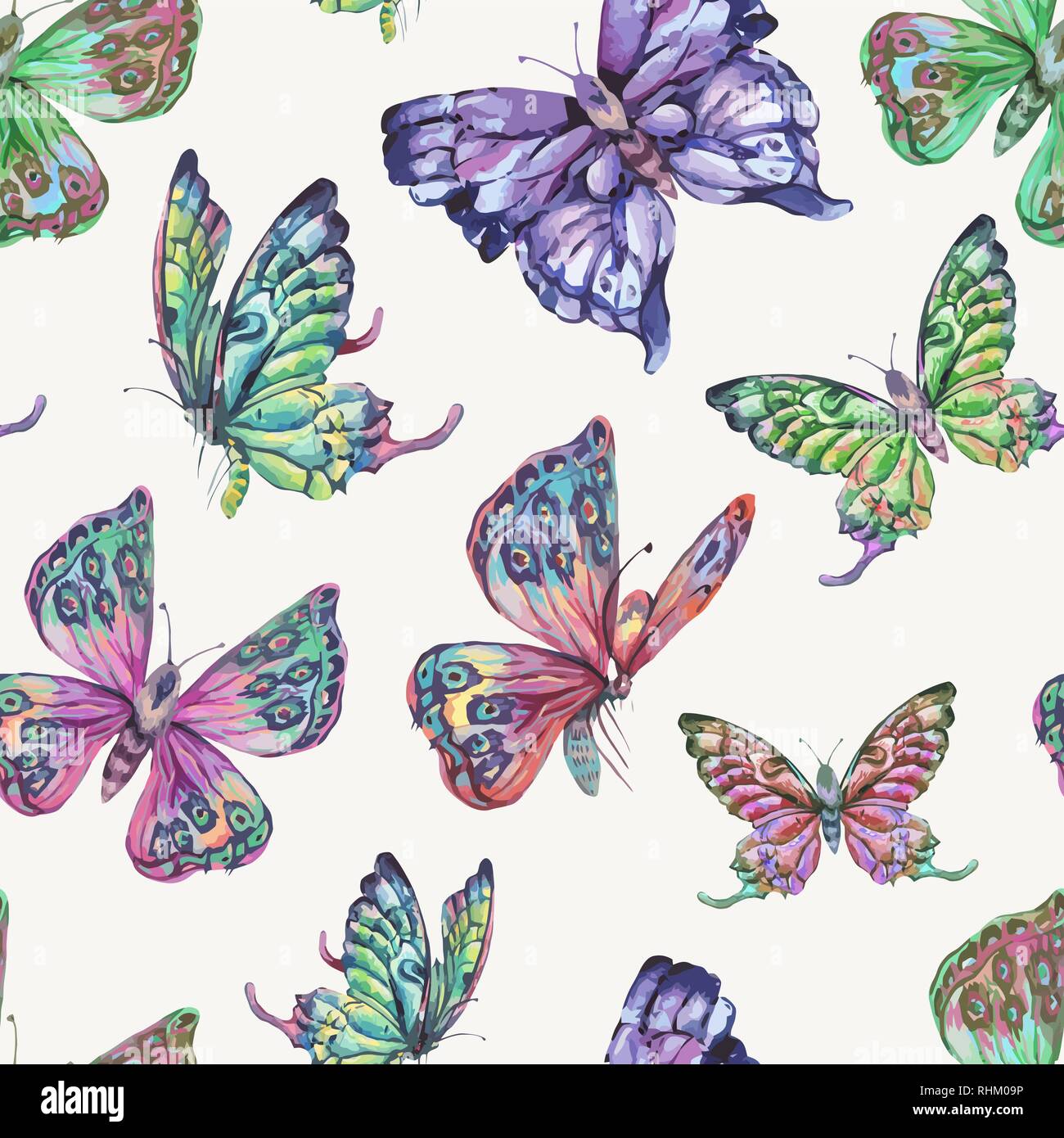 Vector spring natural seamless pattern with butterflies Stock Vector