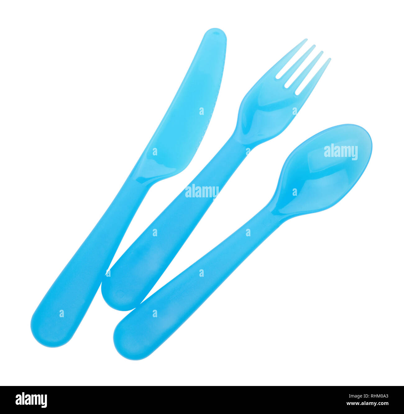 Set of plastic cutlery isolated on white background Stock Photo Alamy