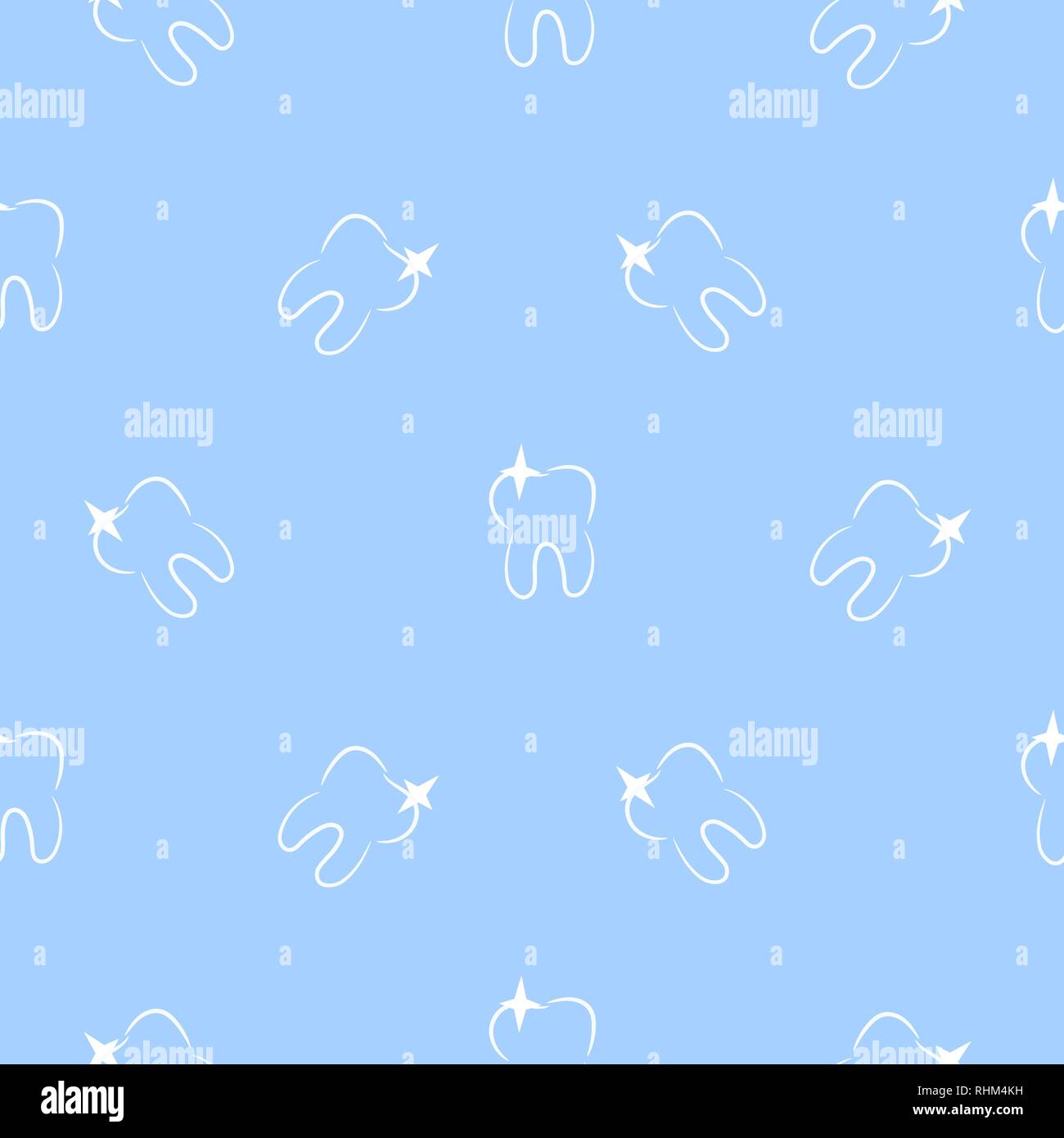 Dental seamless vector pattern with teeth and highlights. Stock Vector
