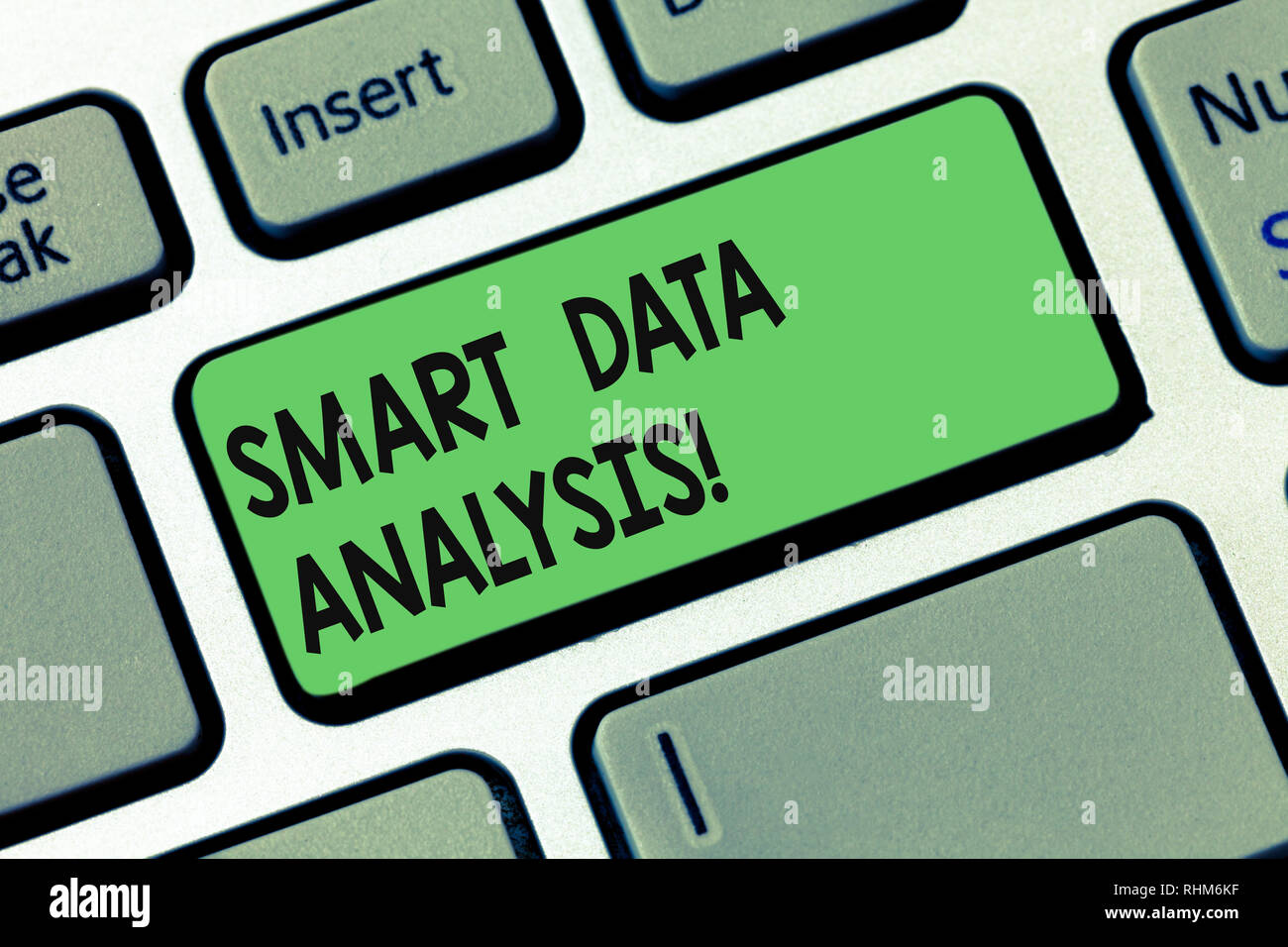 Text sign showing Smart Data Analysis. Conceptual photo collecting and analyzing infos to make better decisions Keyboard key Intention to create compu Stock Photo
