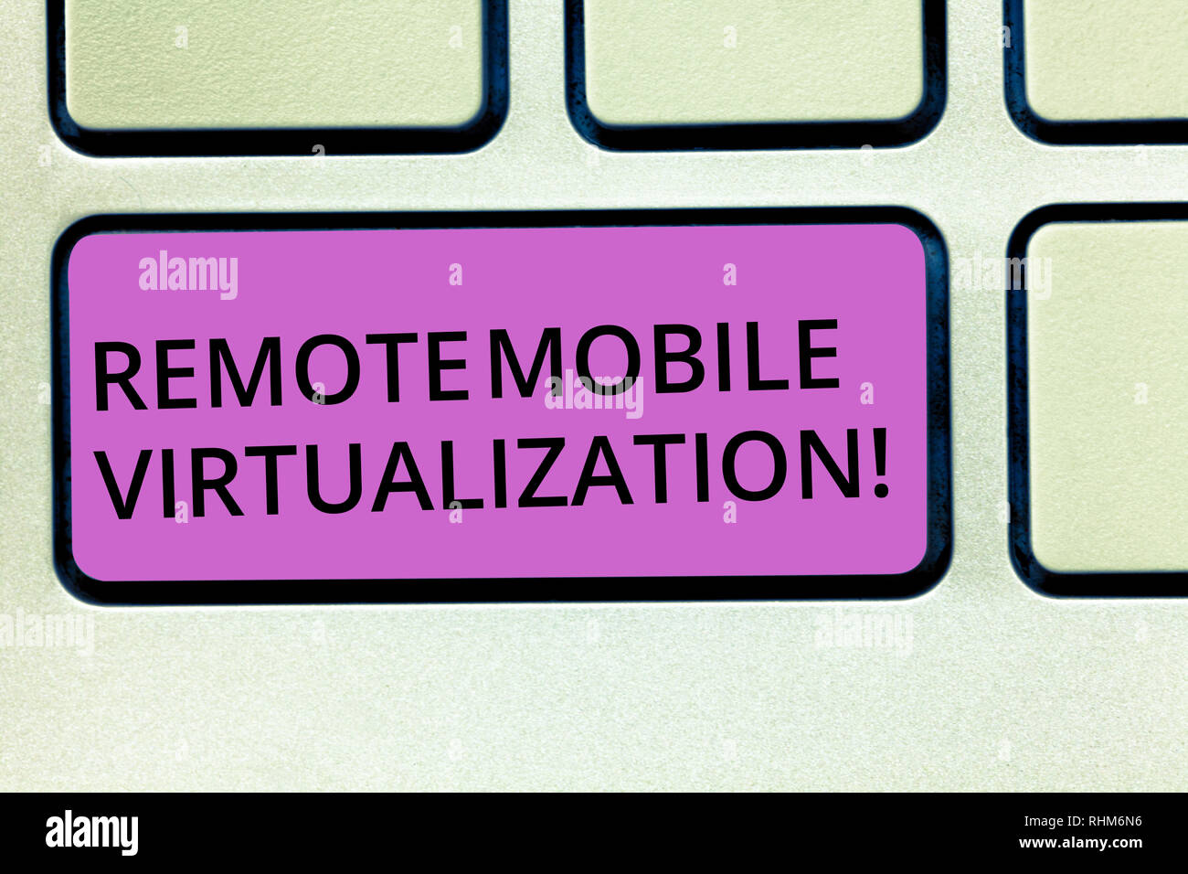 Handwriting text Remote Mobile Virtualization. Concept meaning can