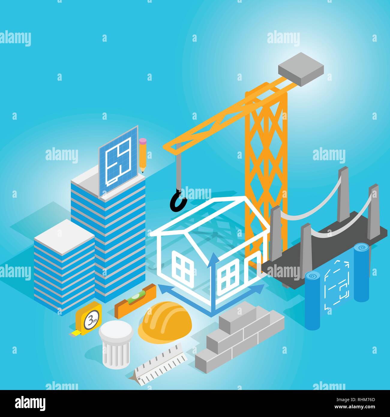 Construction concept banner, isometric style Stock Vector Image & Art ...