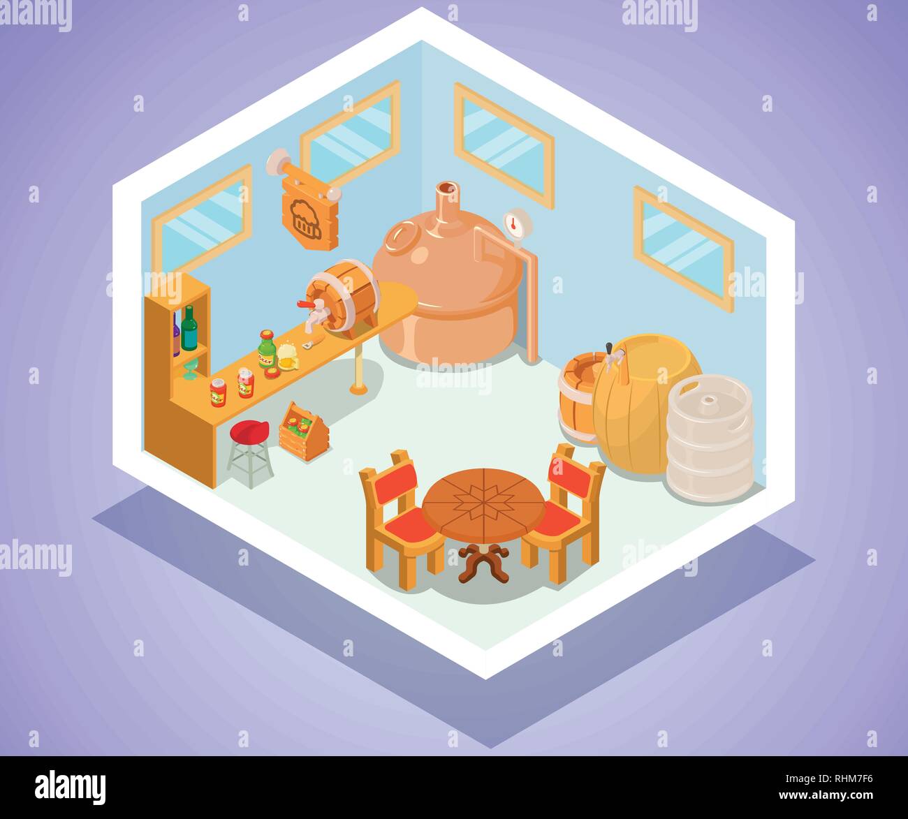 Pub concept banner, isometric style Stock Vector