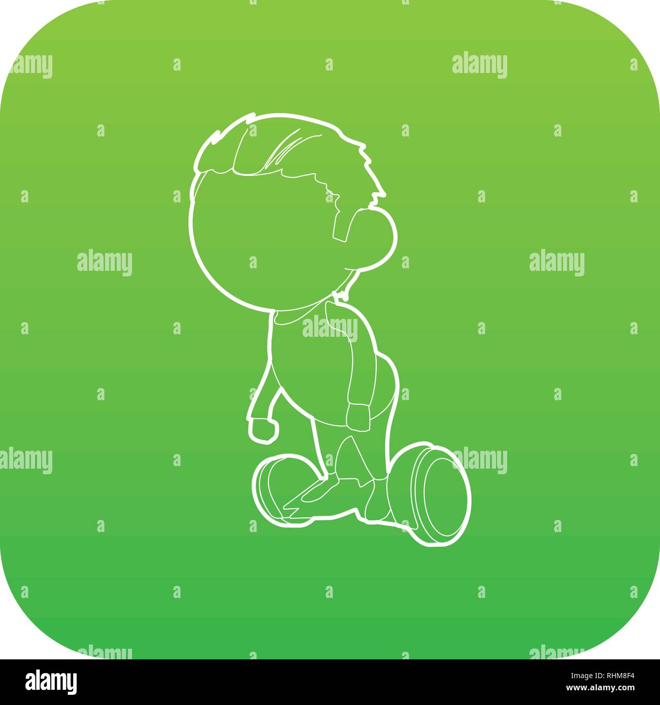 Boy on segway icon green vector Stock Vector