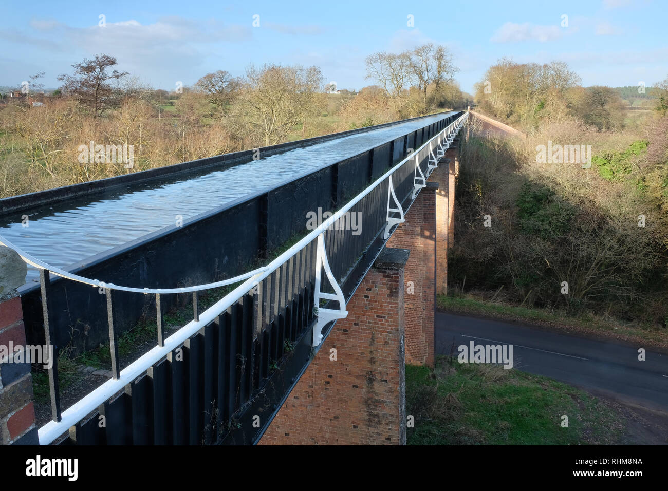 Edstone Aqueduct, a cast-iron aqueduct on the Stratford-upon-Avon Canal, Warwickshire, England Stock Photo