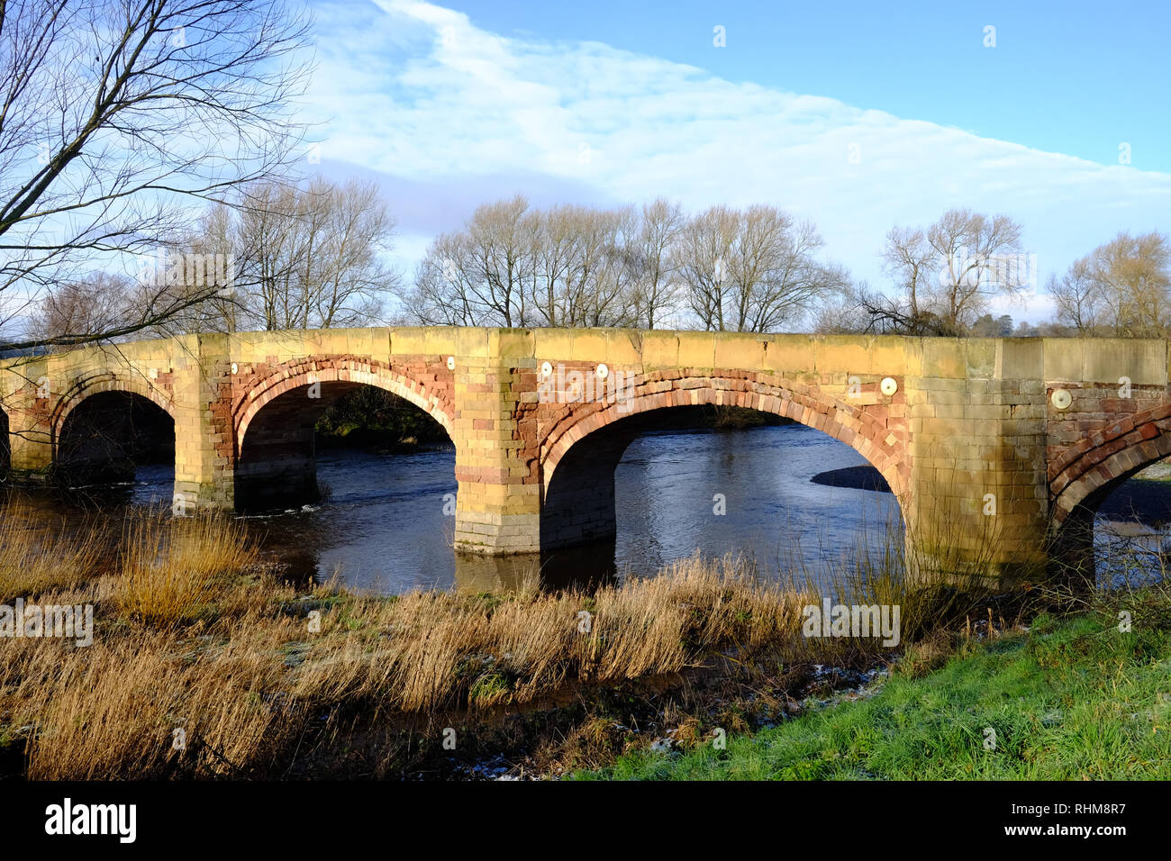 Bridge at Bangor-on-Dee in North Wales Stock Photo