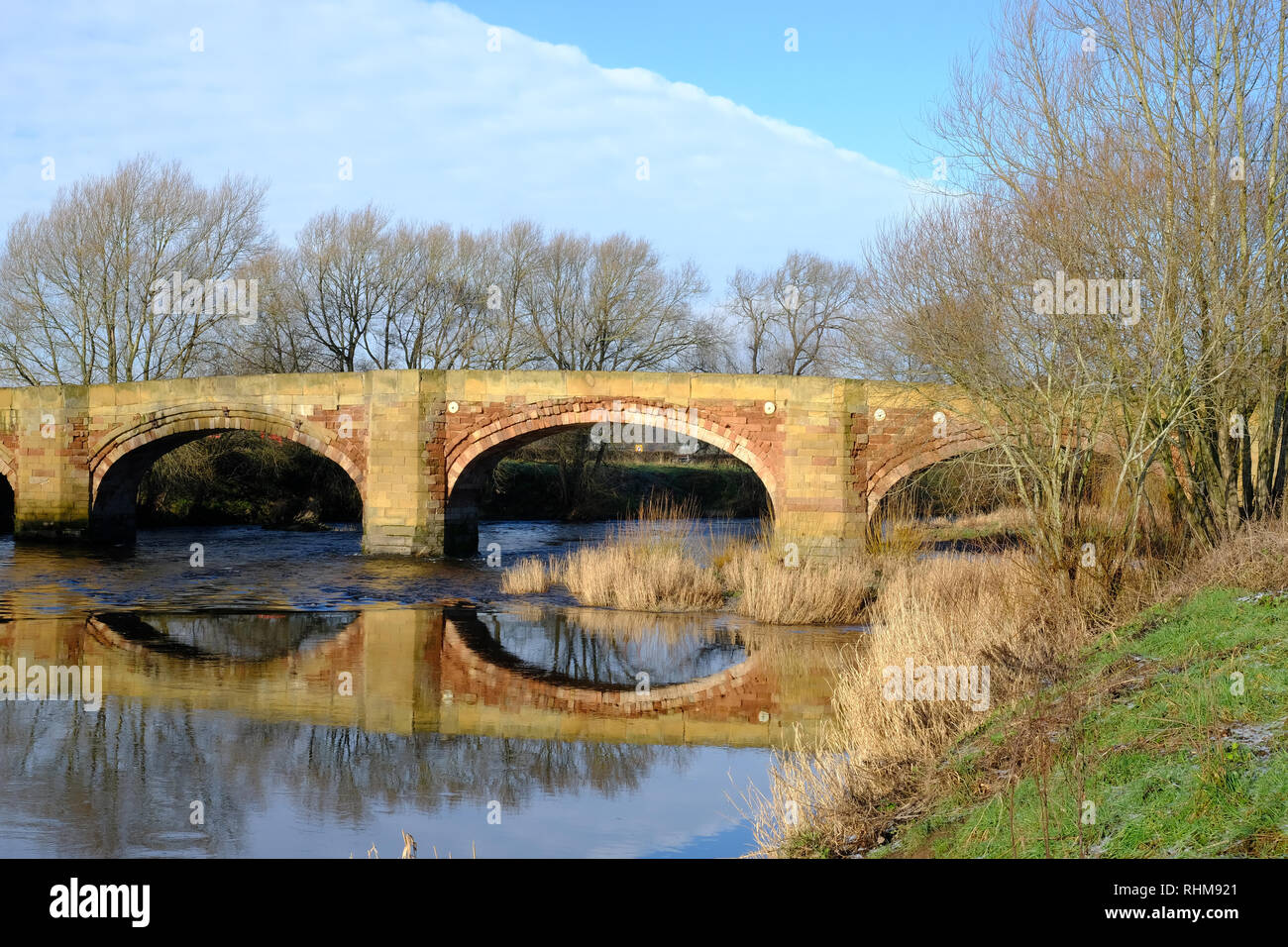 Bridge at Bangor-on-Dee in North Wales Stock Photo