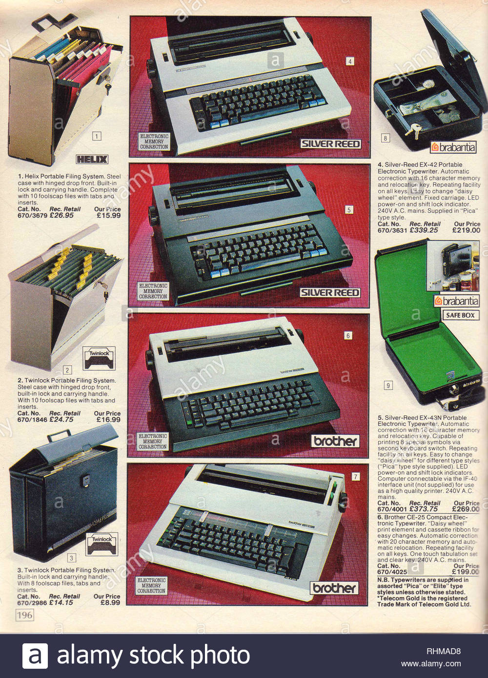 Vintage Electronic Typewriter, Argos Catalogue items from 1985 Stock Photo