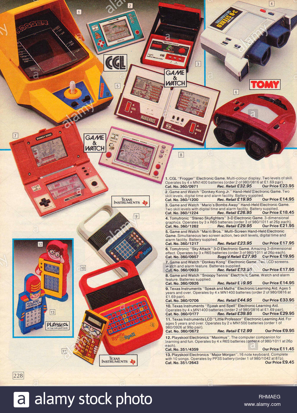 Electronic Game console, Argos Catalogue items from 1985 Stock Photo