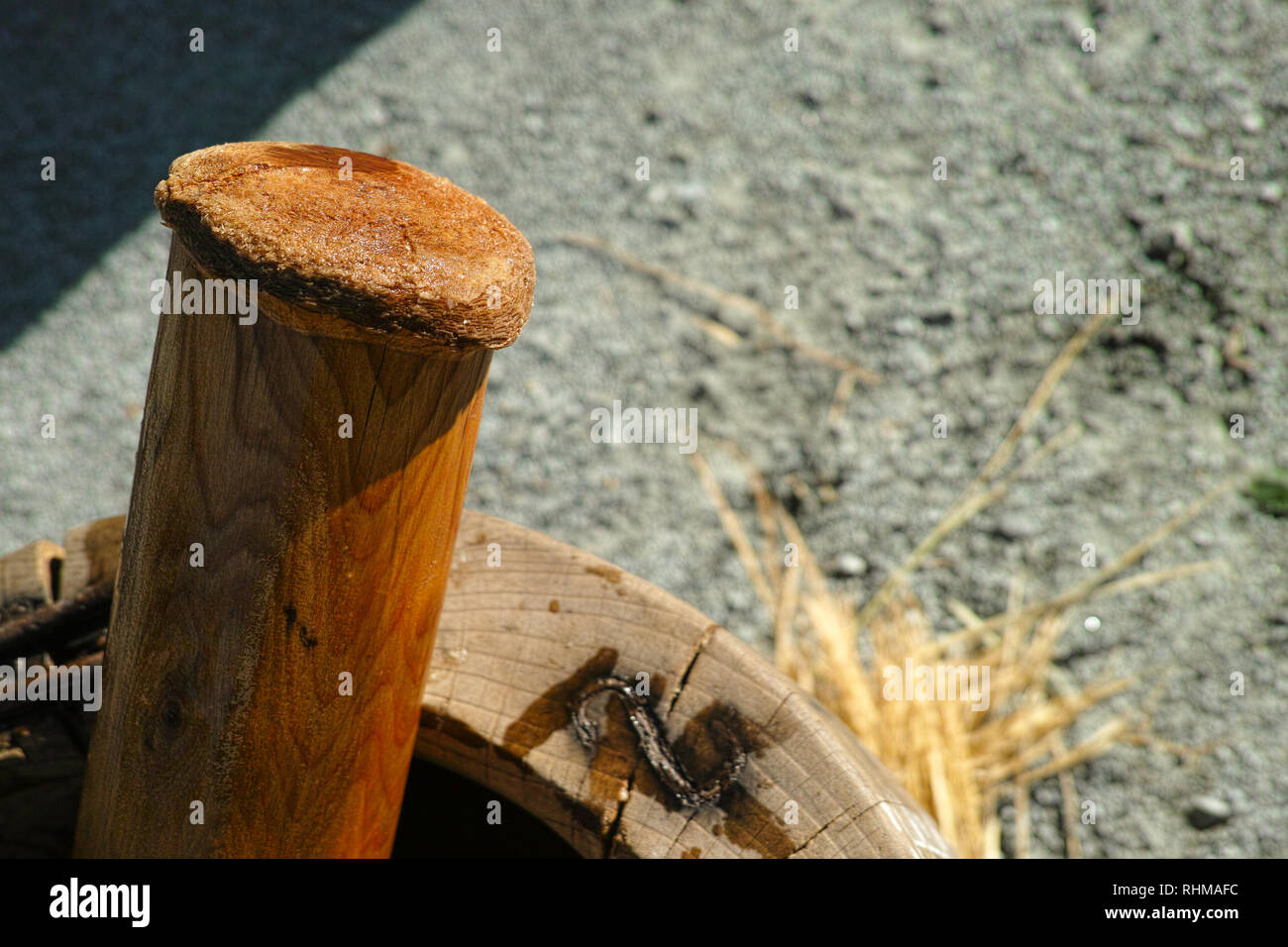 The Mortar (usu) and large pestle (kine) to make mochi, in the Japanese