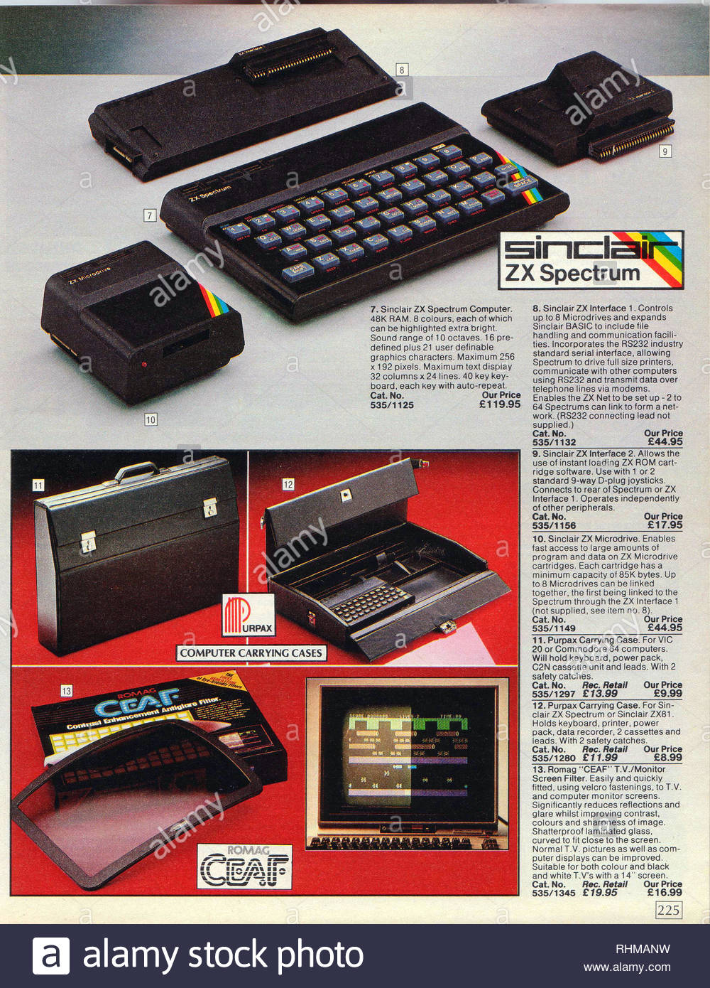 Sinclair ZX Spectrum home computer, Argos Catalogue items from 1985 Stock Photo