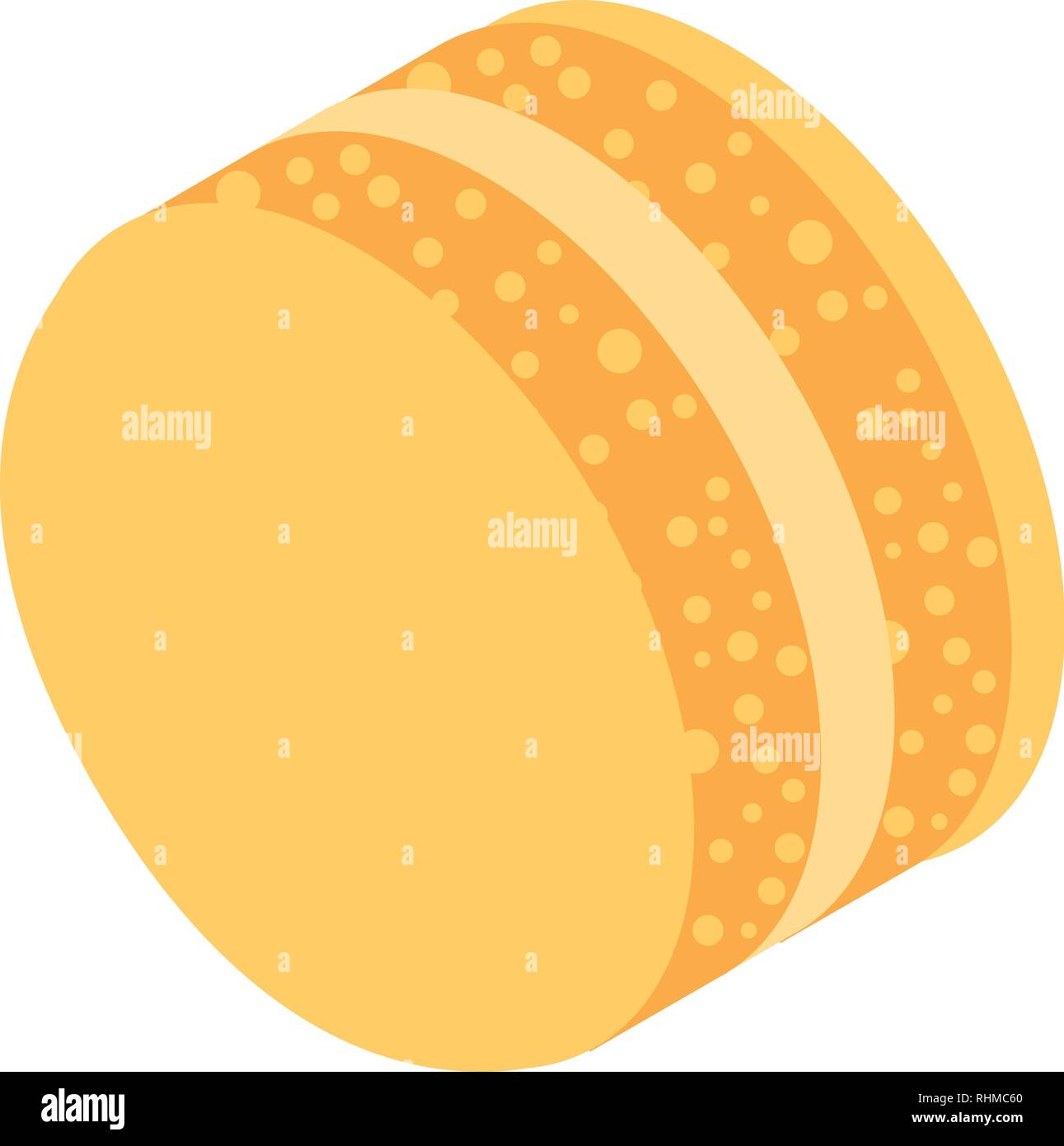 Yellow cream macaroon icon, isometric style Stock Vector