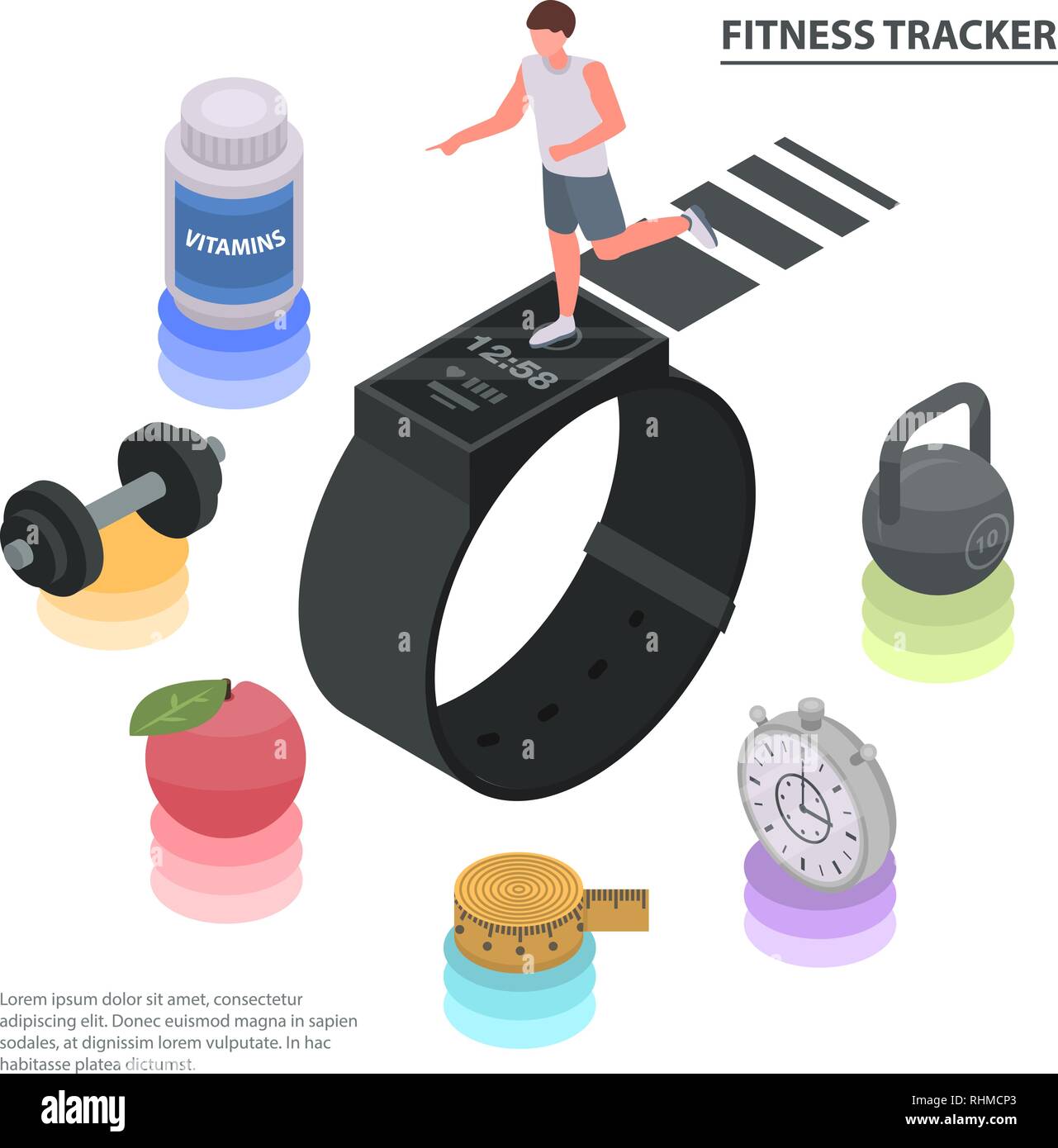 Fitness tracker concept background, isometric style Stock Vector Image ...