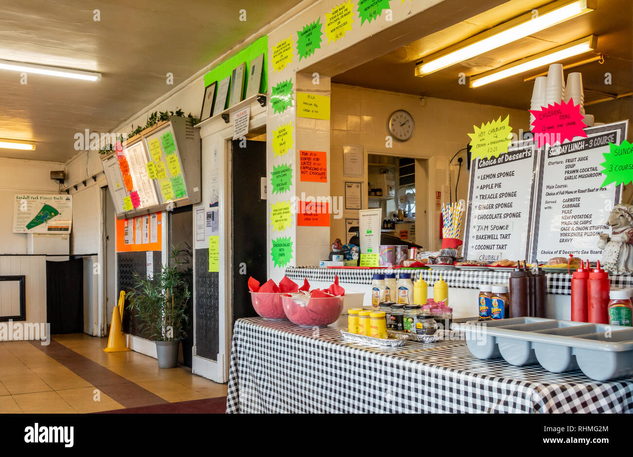 Serving counter in a workers cafe in Doncaster, Yorkshire, England