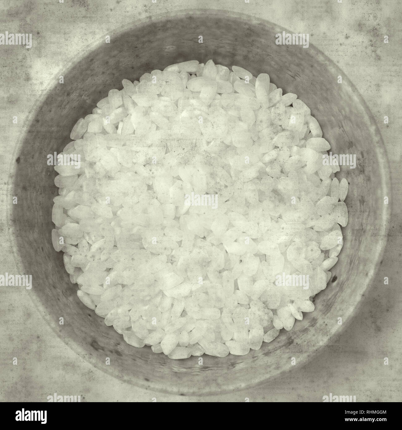 textured stylish old paper background, square, with small bowl of short