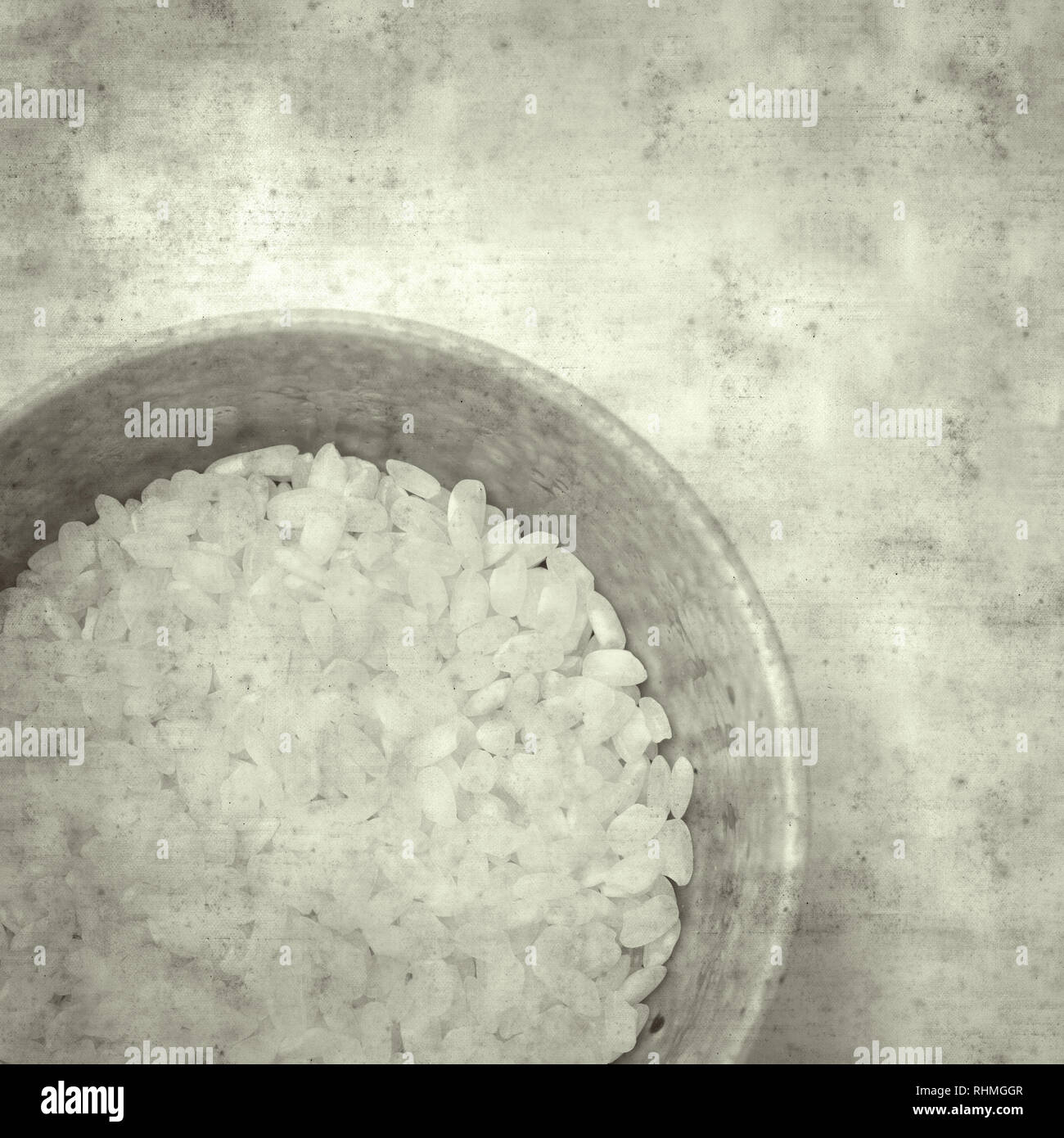 textured stylish old paper background, square, with small bowl of short