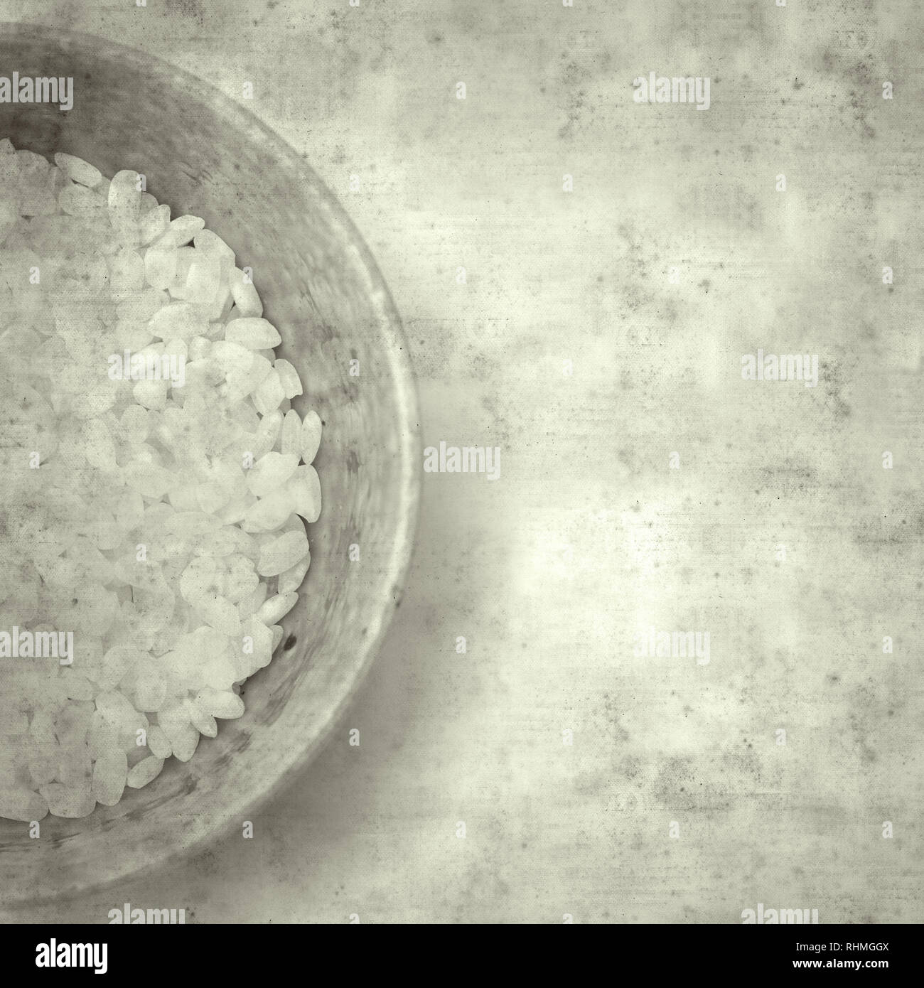 textured stylish old paper background, square, with small bowl of short