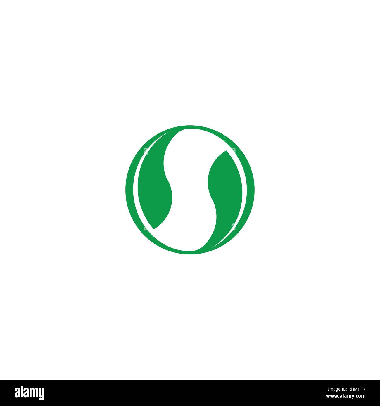 Circle green leaf graphic logo template, flat logo design, vector icon ...