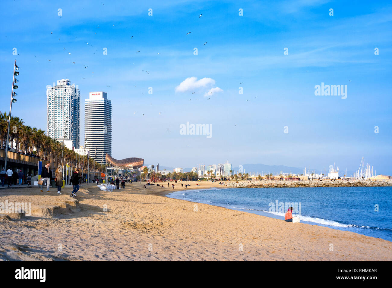 Barcelona Spain January 19 2019 View Of Barceloneta