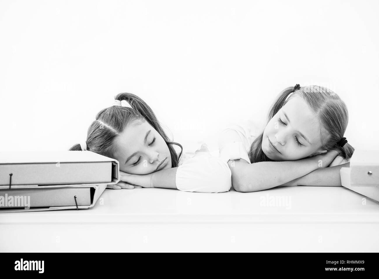 Kid Asleep At Desk Black And White Stock Photos Images Alamy