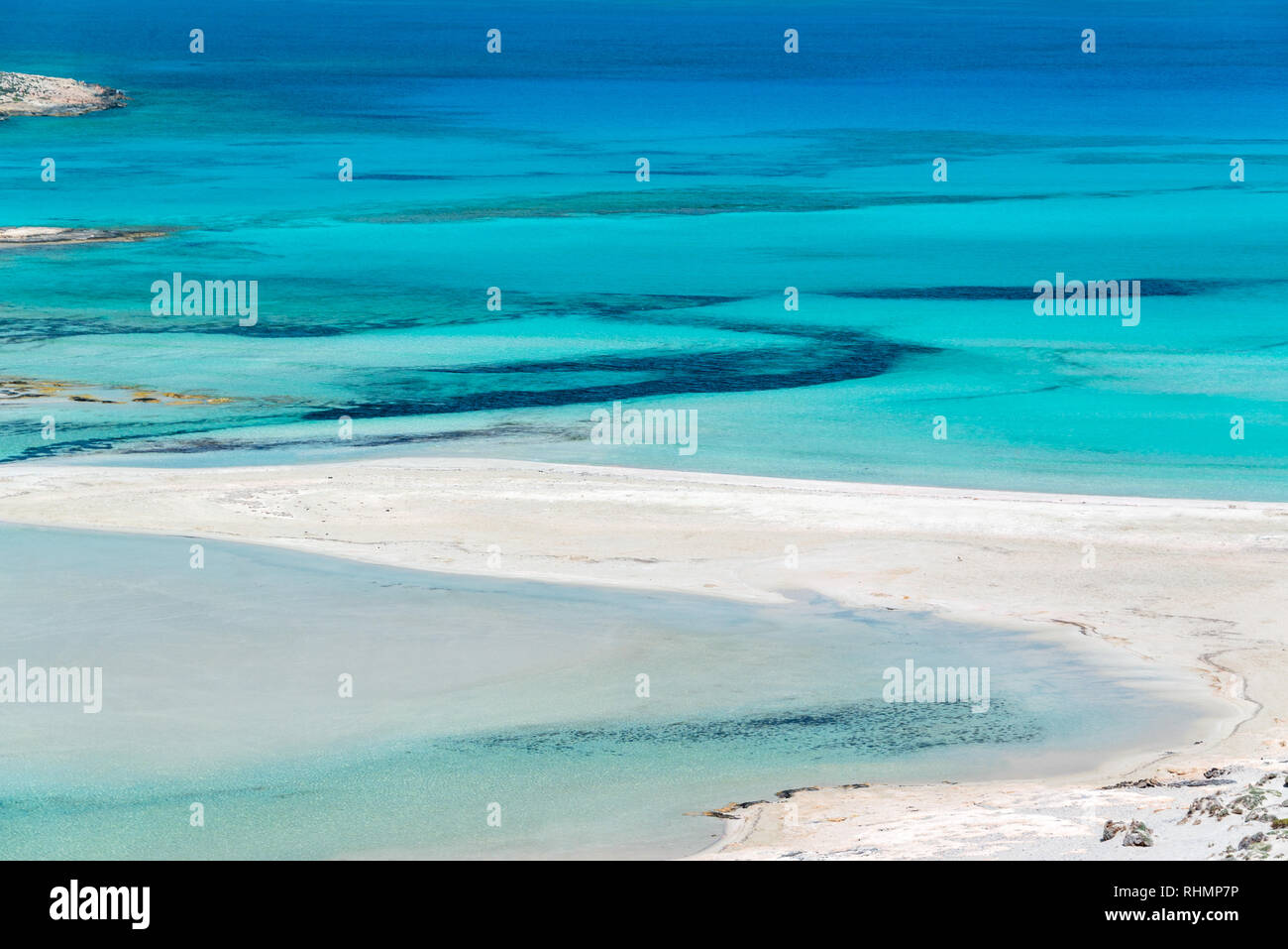 Abstract aerial view of an exotic lagoon with turquoise pristine water Stock Photo
