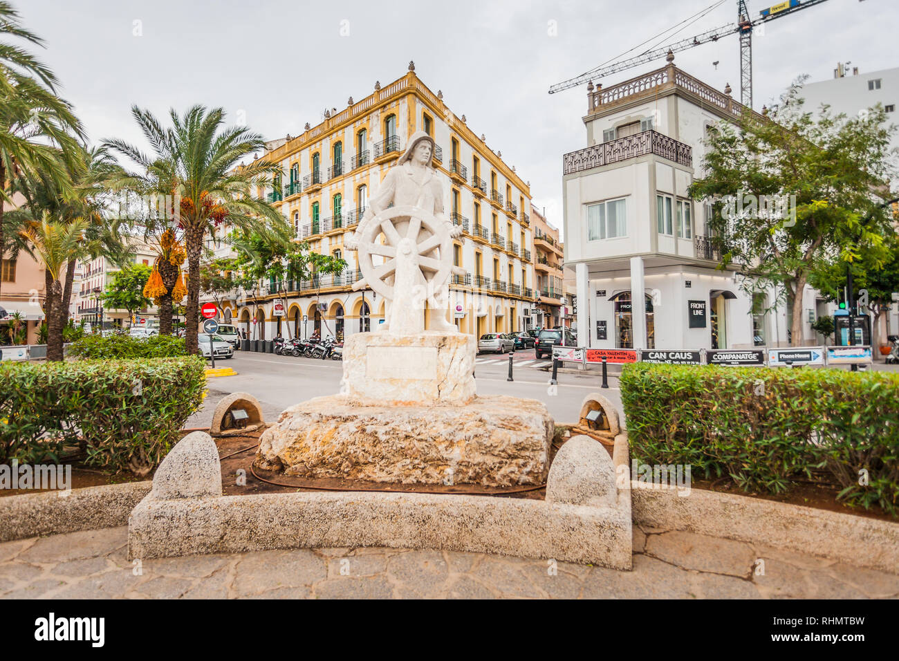 IBIZA, SPAIN - OCTOBER 10, 2014: Famous monument A La Gent De La Mar sailor sculpture Stock Photo