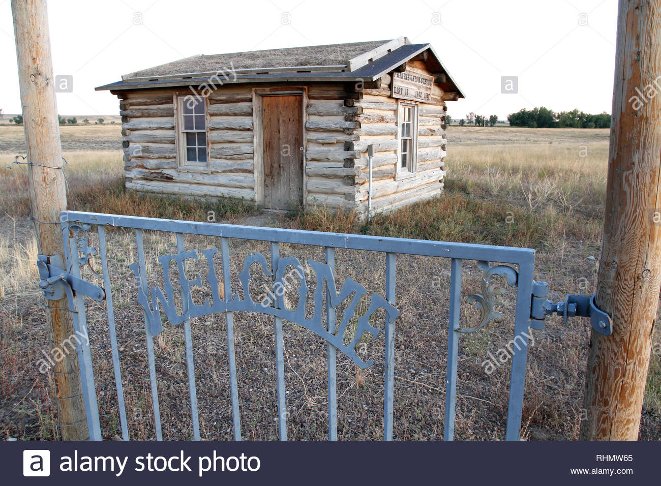 Historic Prairie Union Schoolhouse At Sunrise Log House Cabin