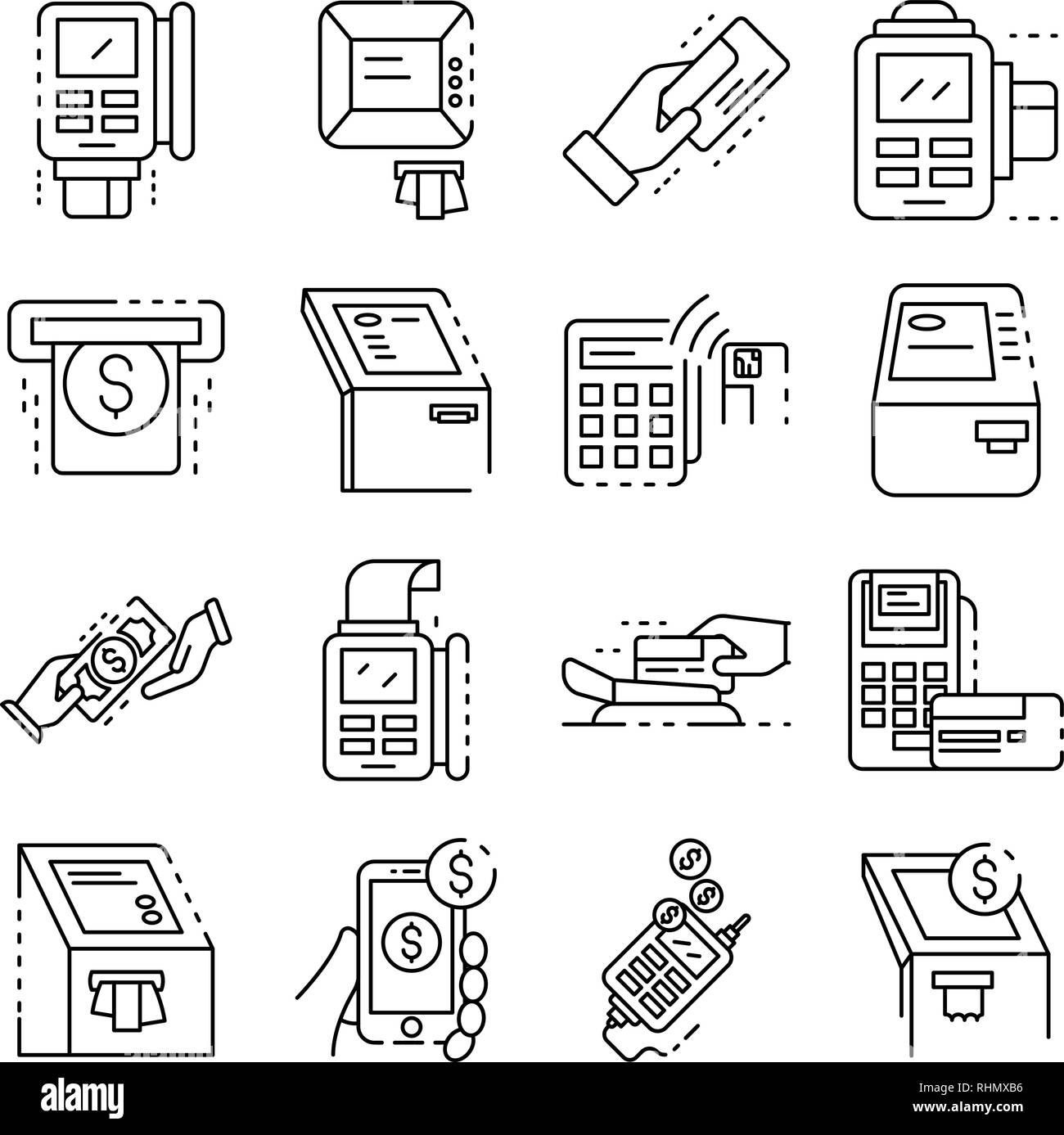 Bank terminal icons set, outline style Stock Vector Image & Art - Alamy