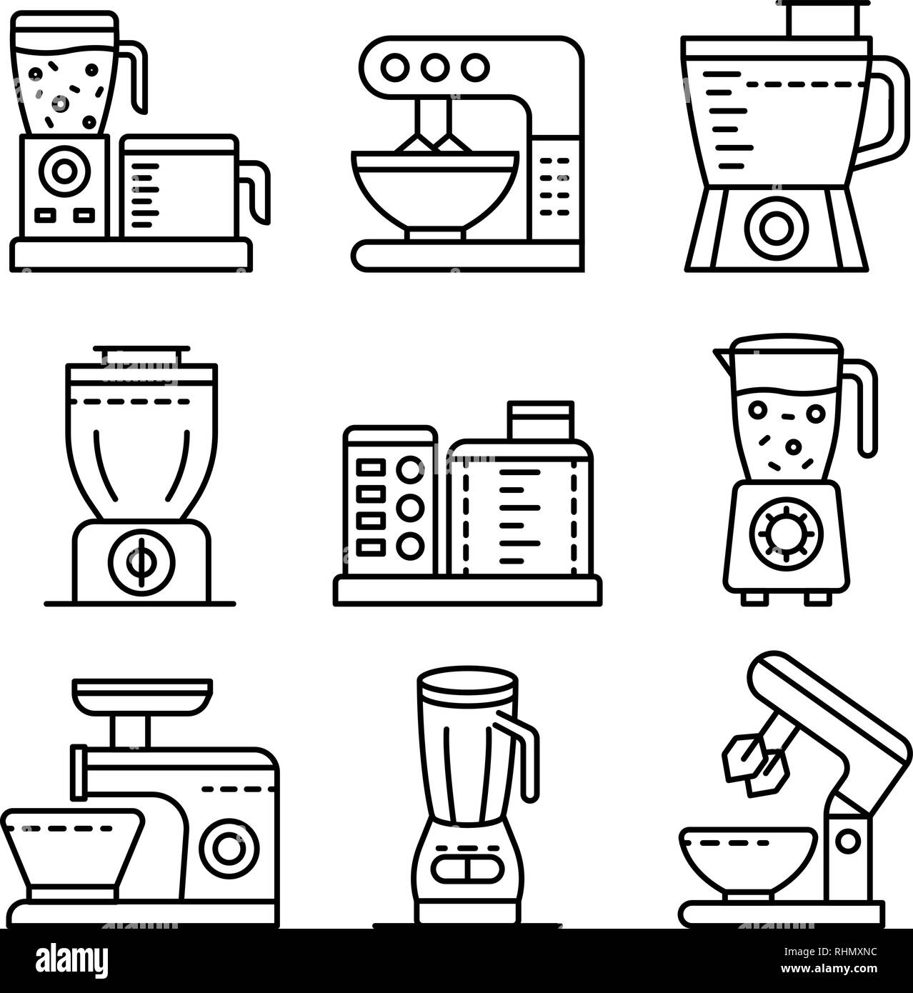 Food processor icons set, outline style Stock Vector Image & Art Alamy