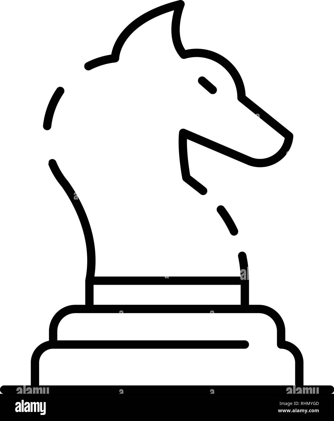 Horse chess piece icon, outline style Stock Vector