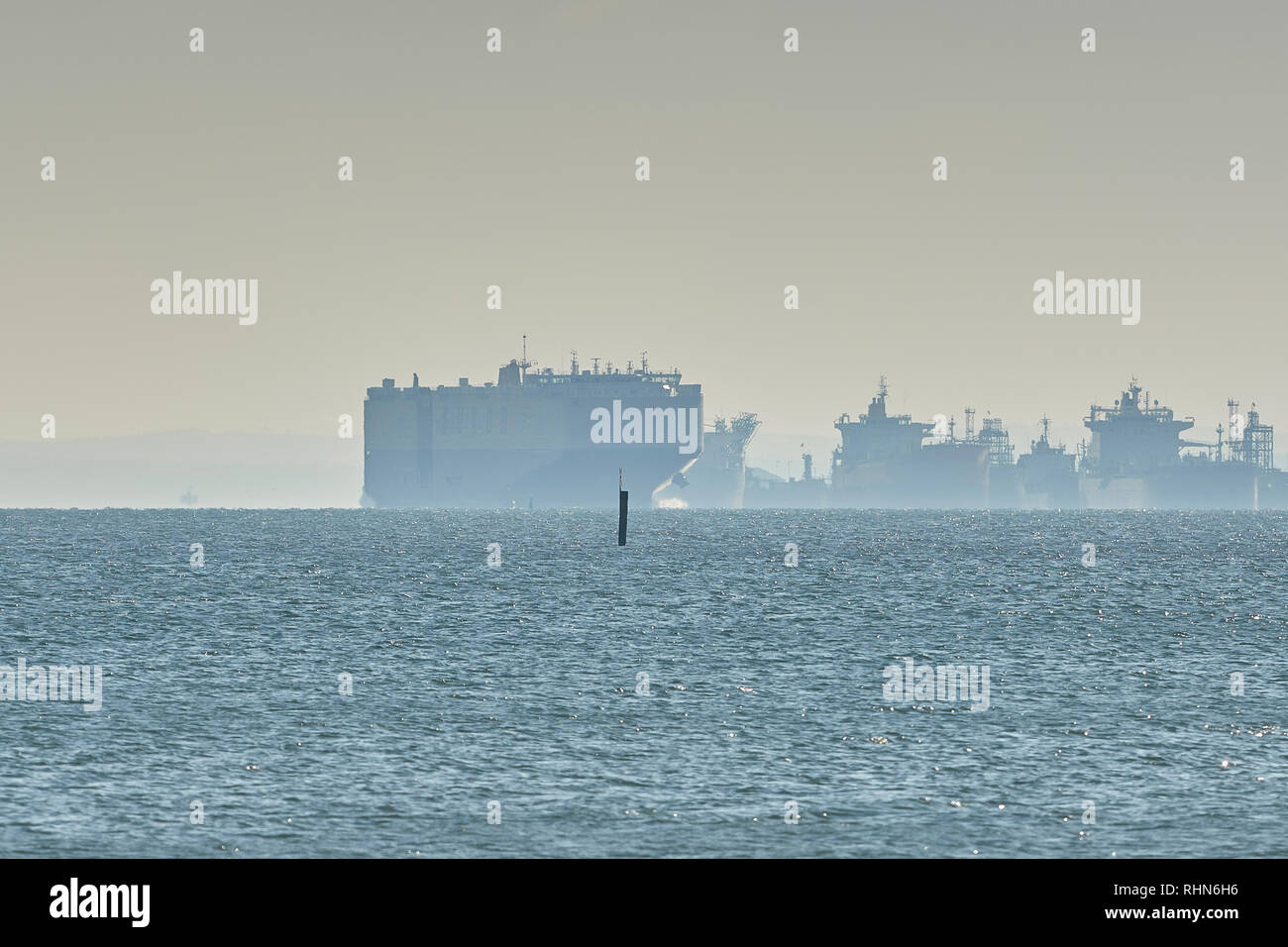 The EUKOR Car Carrier Ship, MORNING PEACE, Enters The Port Of Southampton, UK. Stock Photo