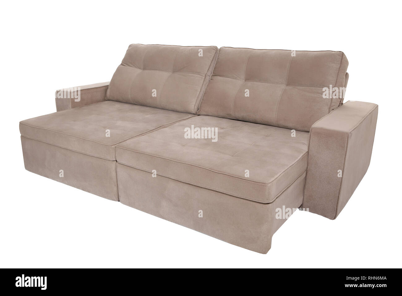 modern brown suede couch sofa isolated on white background Stock Photo