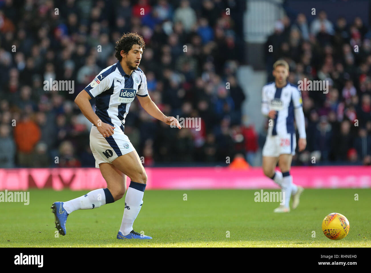 West Bromwich, UK. 2 February 2019.  Ahmed Hegazy of West Bromwich Albion during the Sky Bet Championship match between West Bromwich Albion and Middlesbrough at The Hawthorns, West Bromwich on Saturday 2nd February 2019.  (MI News | Alamy) Credit: MI News & Sport /Alamy Live News Stock Photo
