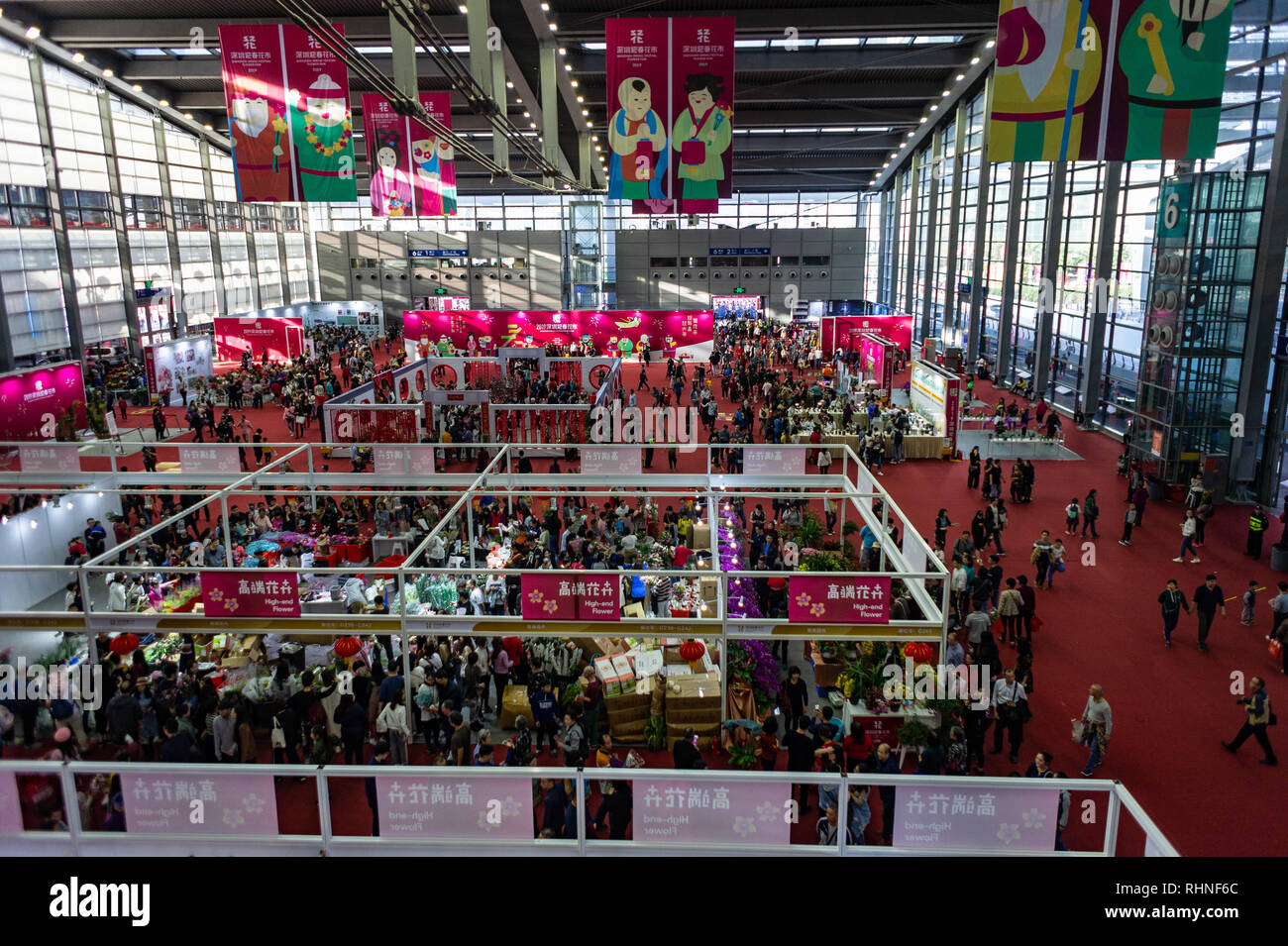 Flower shopping and shoppers at Chinese New Year Flower Fair in